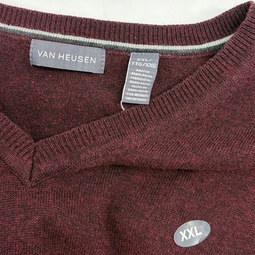 Van Heusen V-Neck Sweater Mens XXL 2 Pack Green Burgundy Cotton Blend NEW